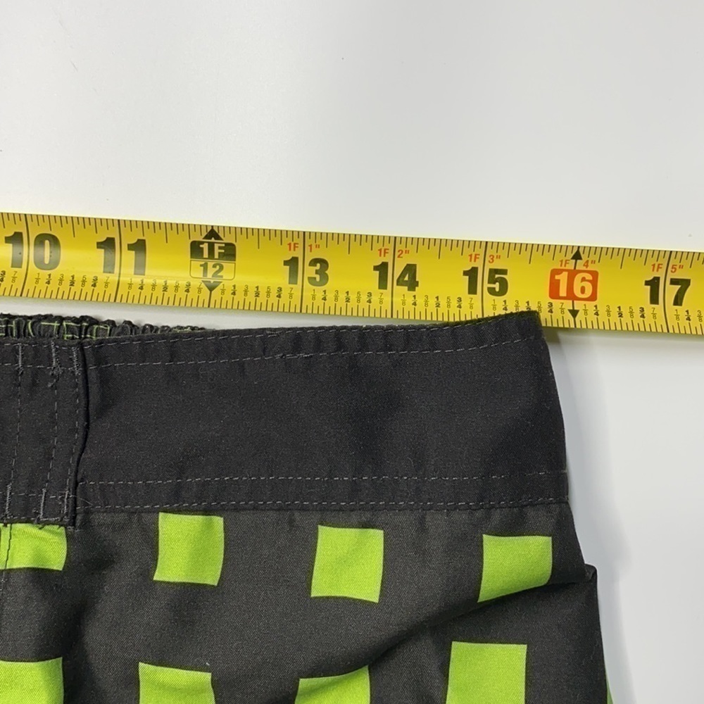 Mountain Dew Black Green Check Swim Trunks Size 36 - Picture 5 of 8